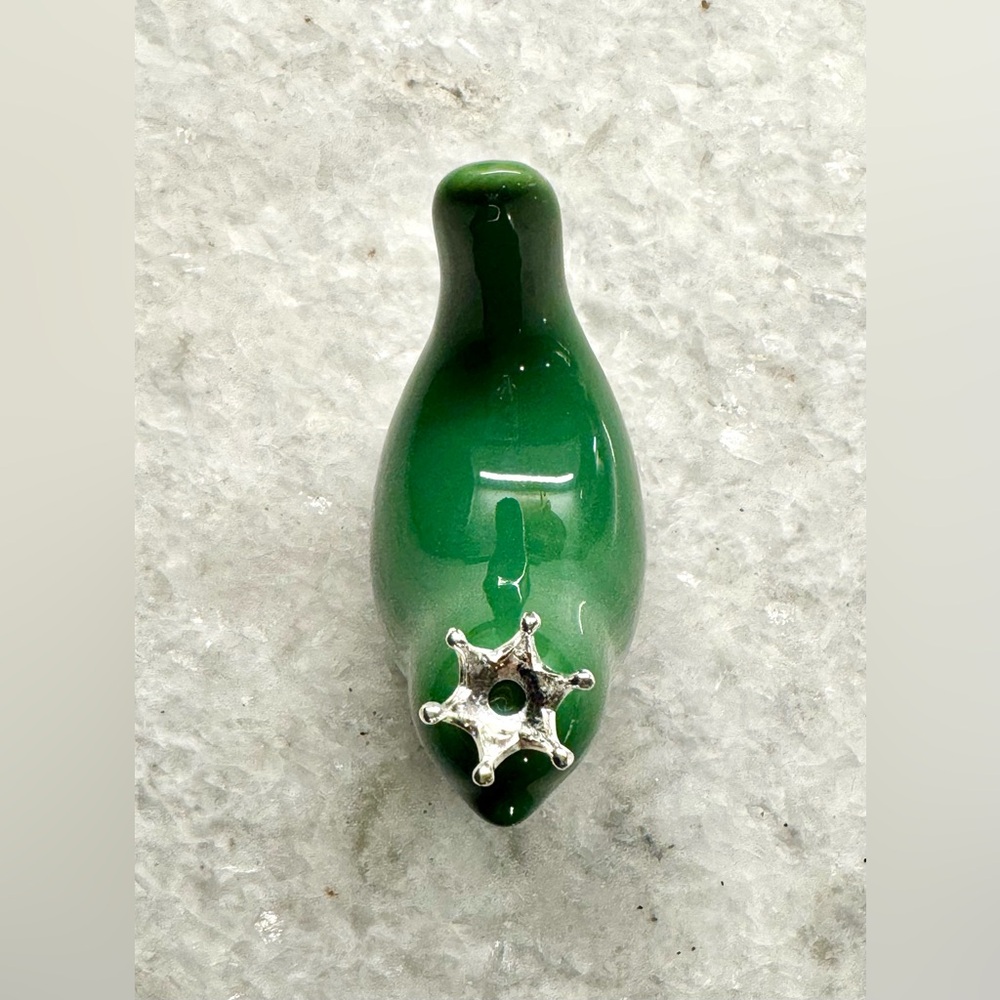 New Small Green Ceramic Bird w/ Silver Tone Crown Decor Figurine - 3” - Picture 5 of 7
